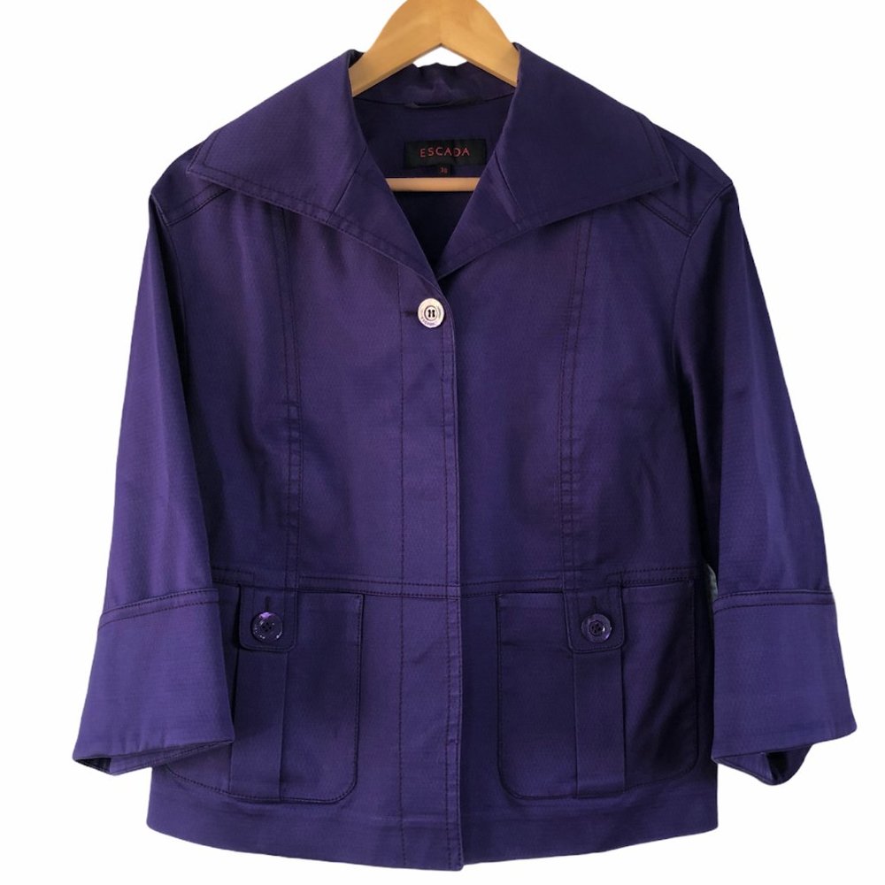 Escada Bell Sleeve Spring Jacket Purple Cotton M